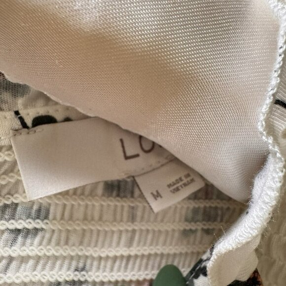 Loft White T shirt with Vibrant Green Floral Print Lightweight Cotton tee M - Picture 5 of 8